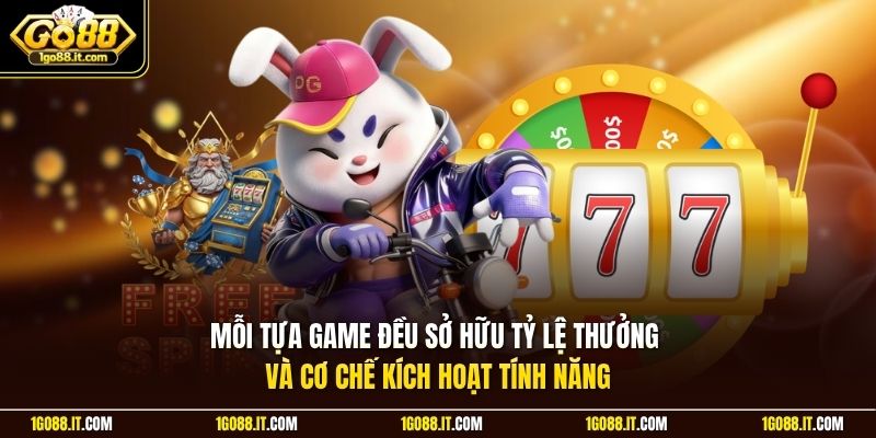 Mỗi tựa game đều sở hữu tỷ lệ thưởng và cơ chế kích hoạt tính năng